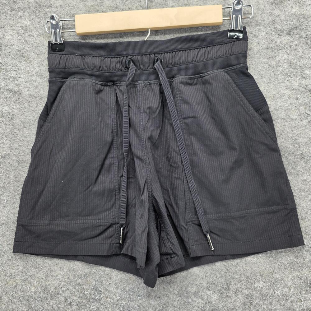 Lululemon Shorts Womens 2 Black Drawstring High Rise Pockets Running Athletic